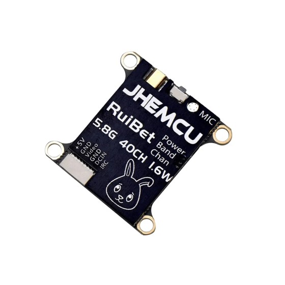 HOT JHEMCU RuiBet Tran-3016W 5.8G 40CH 1.6W PitMode Adjustable VTX Built-in Microphone 2-6S 30X30mm for RC Airplane Long Range
